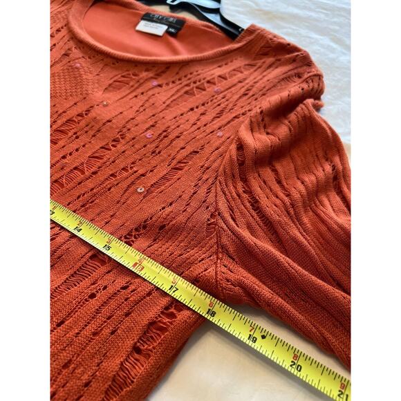City Girl Nancy Bolen Womens L/XL Orange with Sequins Sweater Tunic - Picture 12 of 12